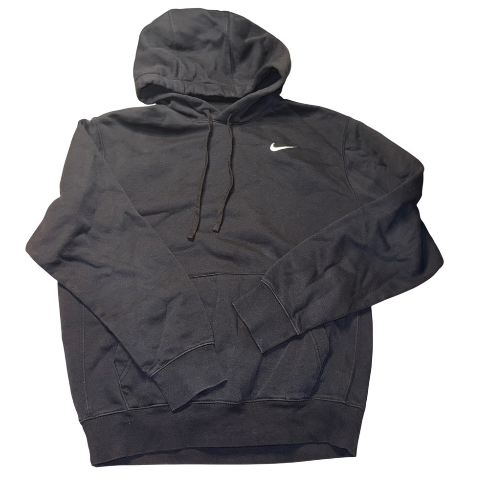Nike Hoodie Small Black Embroidered Swoosh Club Fleece Pullover CJ1611-010